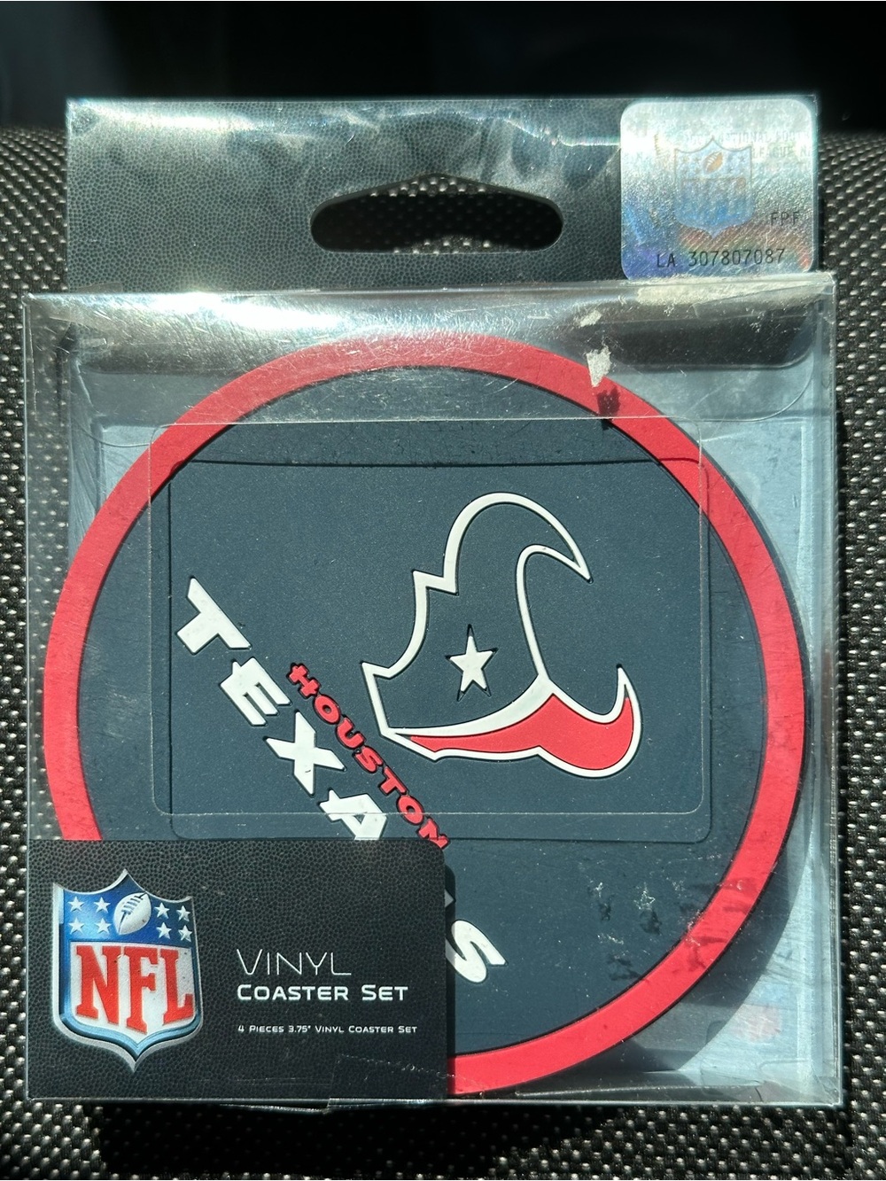 NFL Houston Texans Vinyl Coaster Set - 4 Navy & Red built to last coasters